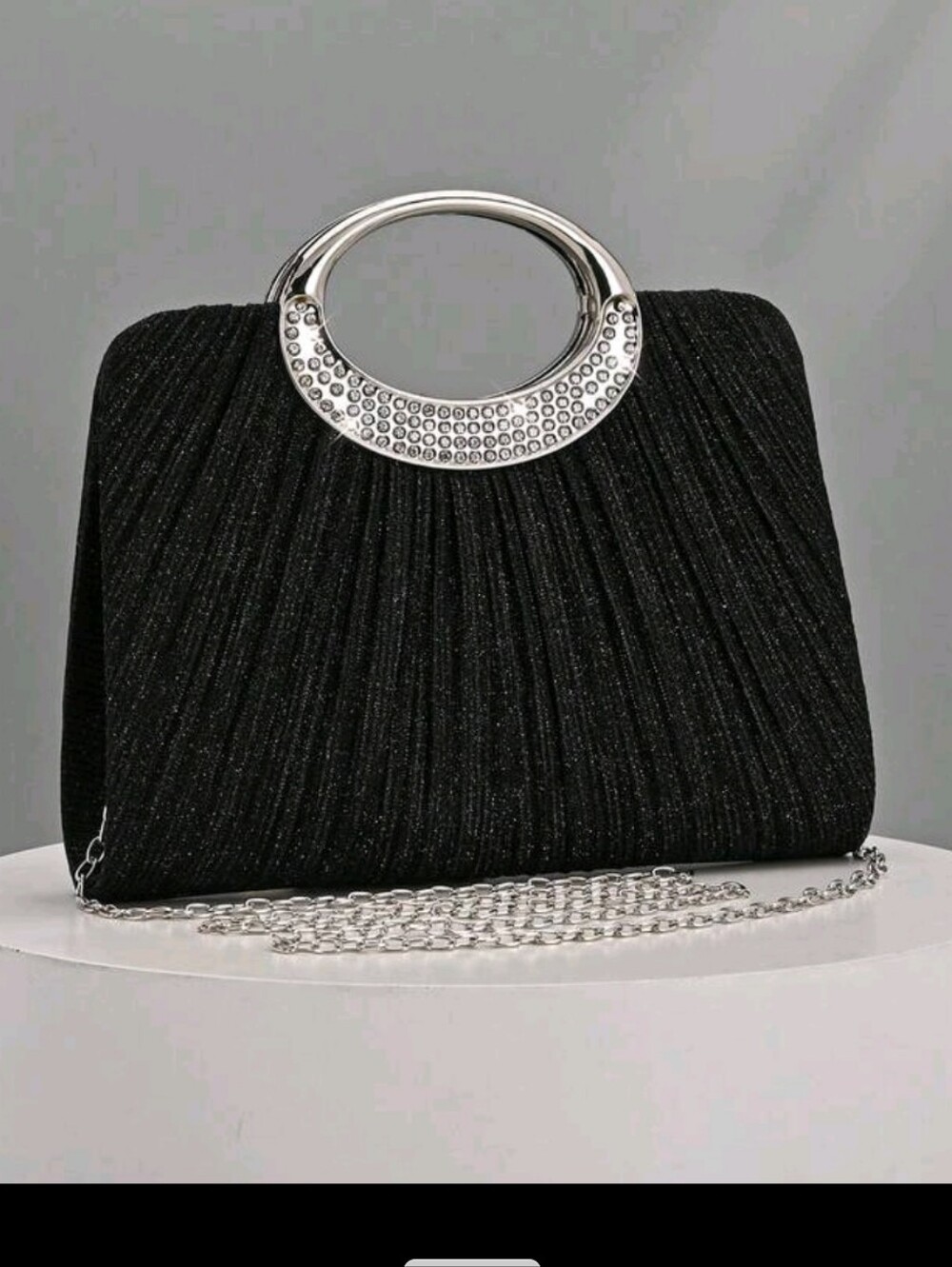 BRAND NEW ** Elegant Black Evening Handbag with Silver Accent